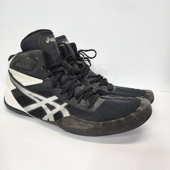 Asics Mens Matflex 6 Wrestling Shoes Black Silver White Size US 14 EUC 1081A021 - Picture 1 of 14